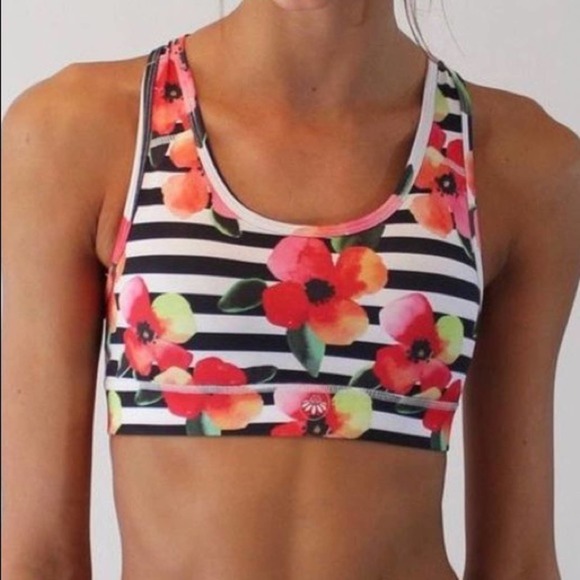 Senita Athletics Other - Senita Athletics Striped Floral Sports Bra Bikini top